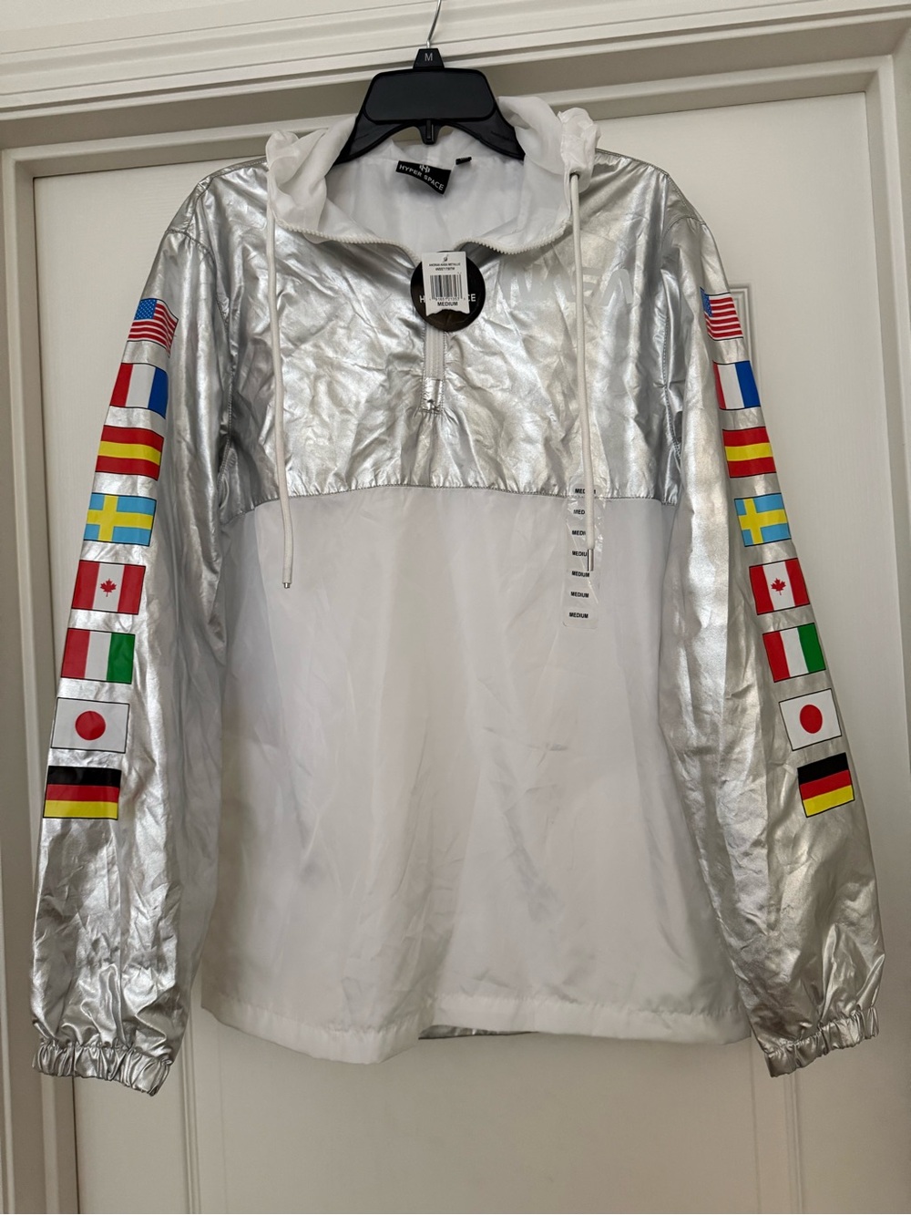 NASA Men’s International Flag Hooded Windbreaker Hyperspace Size Medium - NWT!!